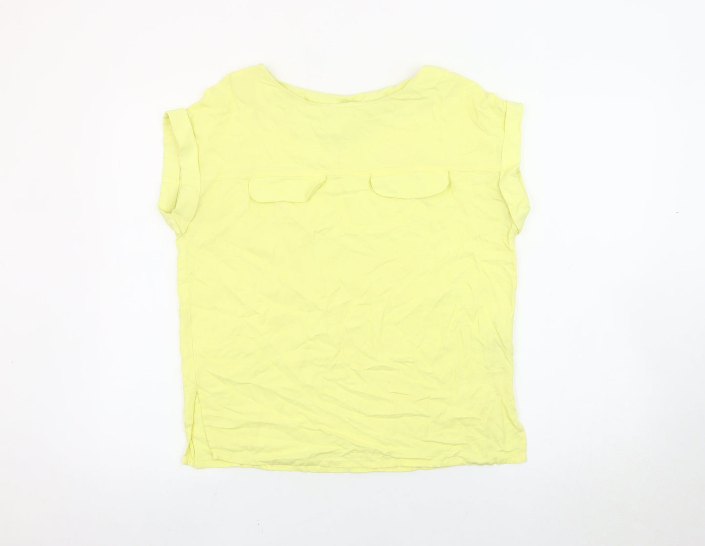 Next Women Yellow Size 10 Blouse Short Sleeve Viscose Top