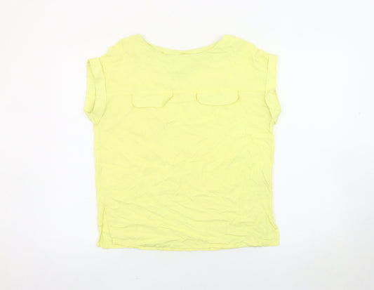Next Women Yellow Size 10 Blouse Short Sleeve Viscose Top