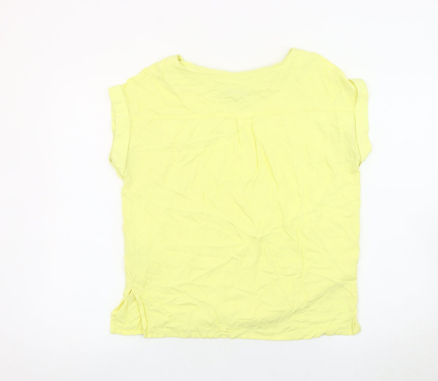 Next Women Yellow Size 10 Blouse Short Sleeve Viscose Top
