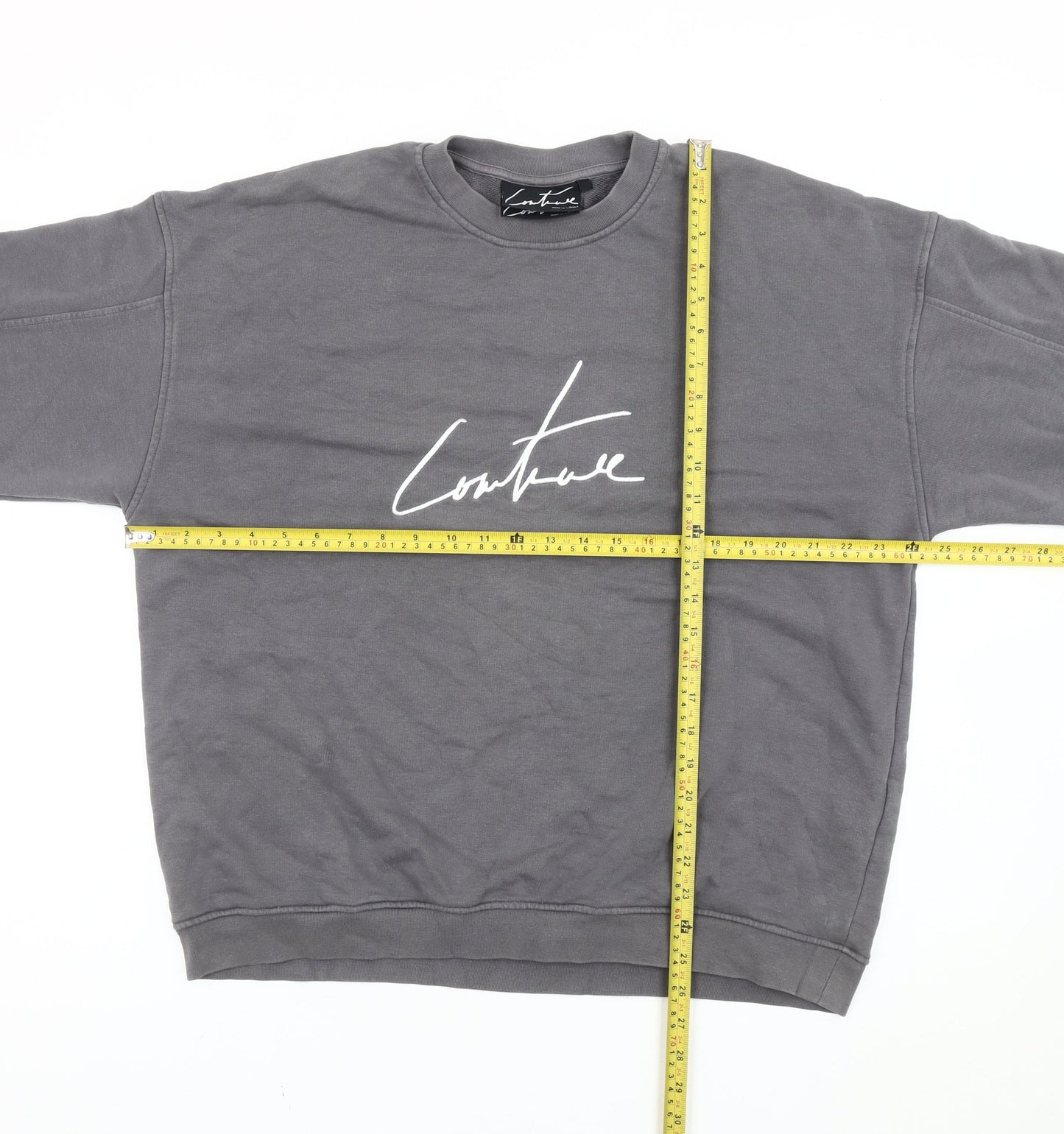 Couture Men's Grey Crew Neck Sweatshirt S Regular Fit Pullover