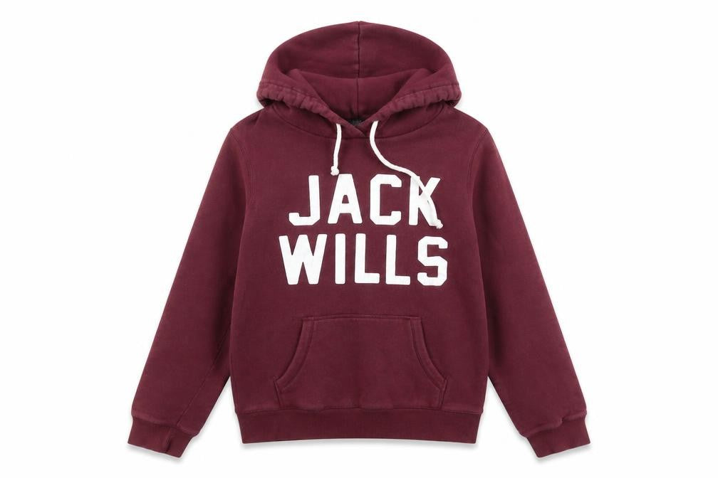 Jack Wills Womens Red Hoodie Size 8 Pullover Logo Casual