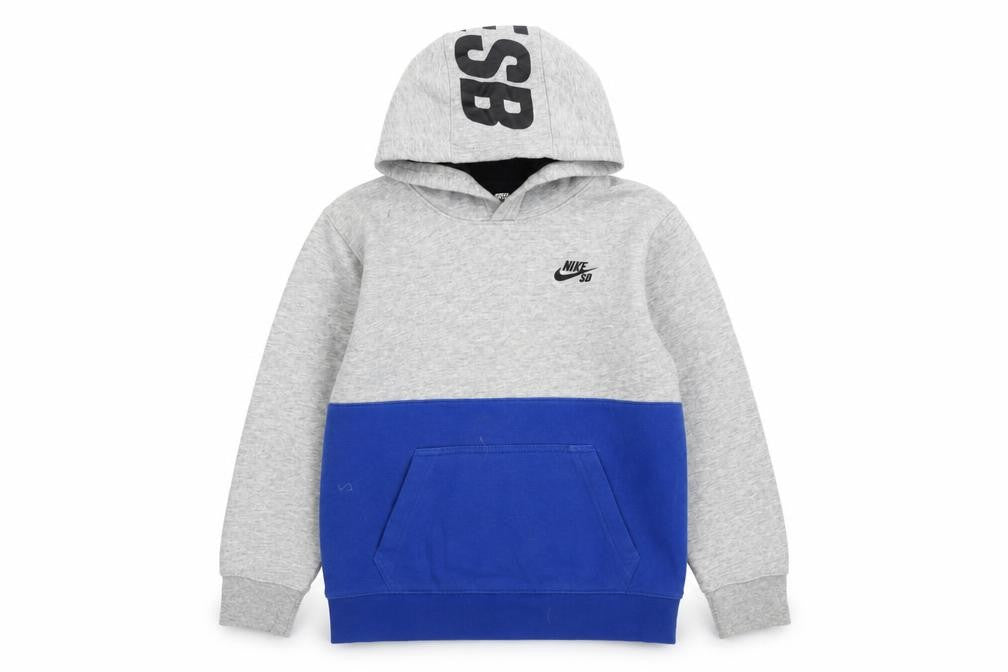 Nike SB Boys Grey Blue Pullover Hoodie 12-13 Yrs Logo Skateboarding