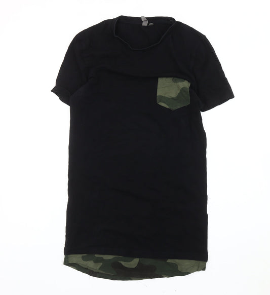 ASOS Men’s Black Camouflage Pocket T-Shirt Size M Crew Neck