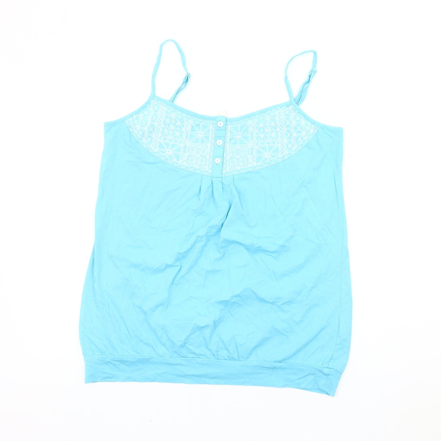 Monsoon Womens Blue Cotton Embroidered Camisole Tank Top L