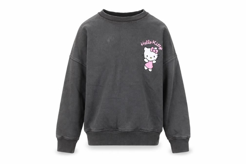 Hello Kitty Girls Black Pullover Sweatshirt 7 Years Cartoon Fleece