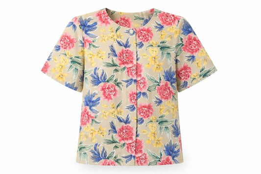 Talbots Womens Multicoloured Floral Silk Blouse Size 8 Short Sleeve