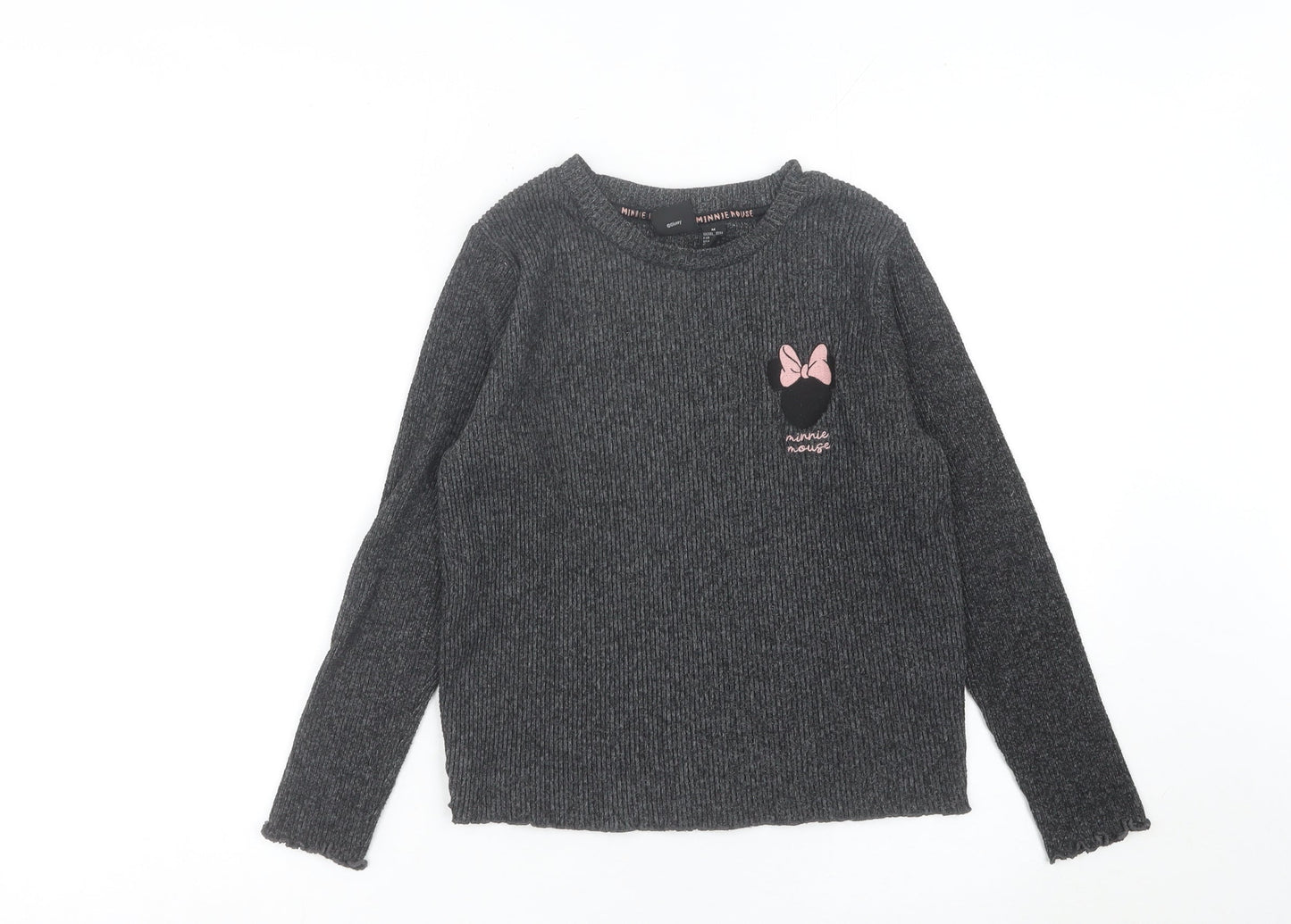 Disney Women’s Grey Minnie Mouse Long Sleeve T-Shirt Size 12/14