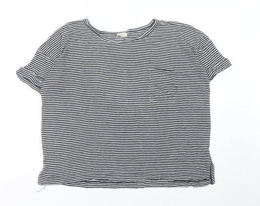 Club Monaco Women’s Black Striped Rayon T-Shirt M Casual