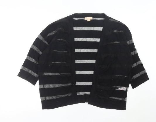 Plum Tree Womens Black Striped Open Knit Cardigan Size 18