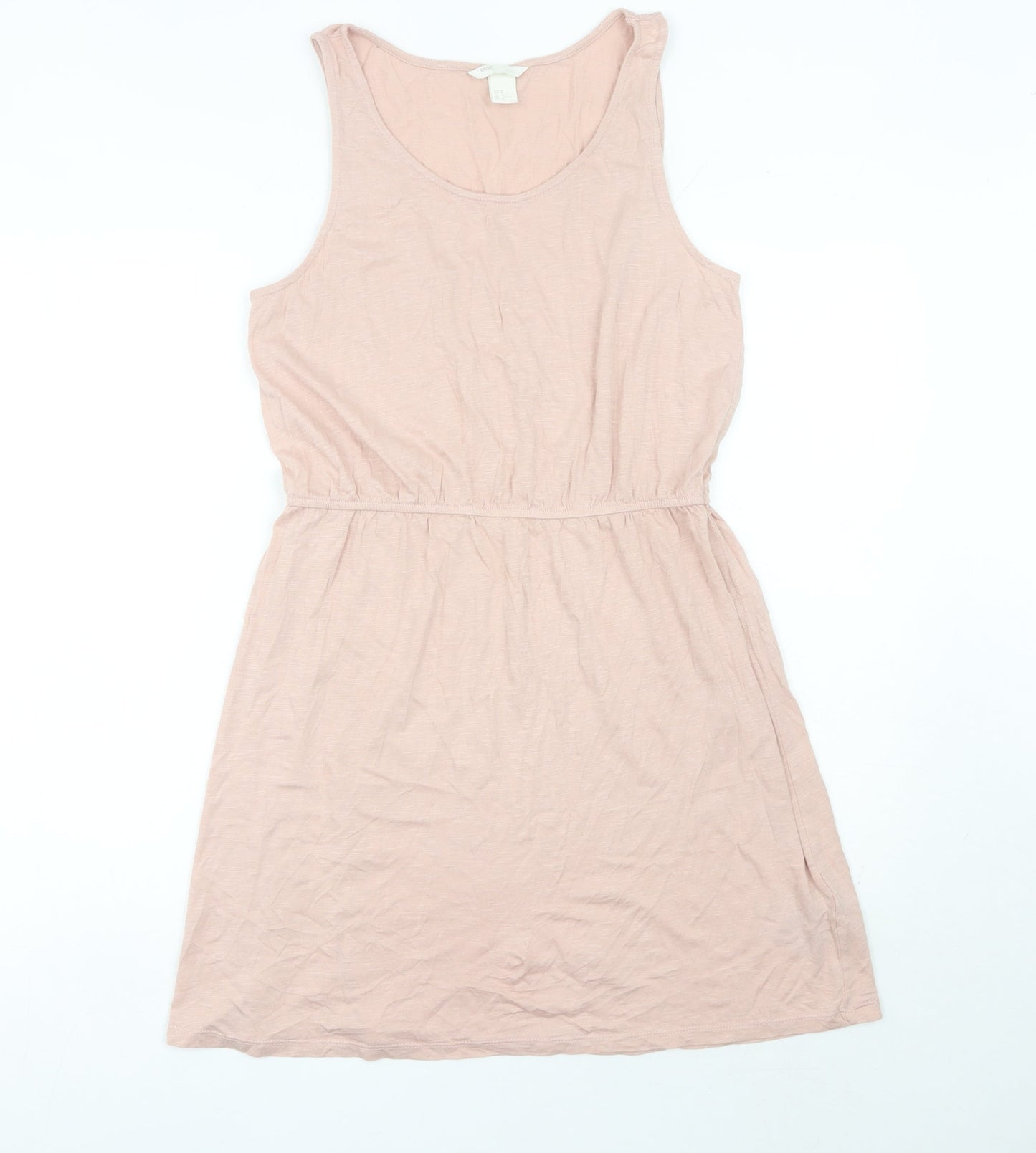 H&M Women’s Pink Knee Length Tank Dress Size 12 Cotton Modal