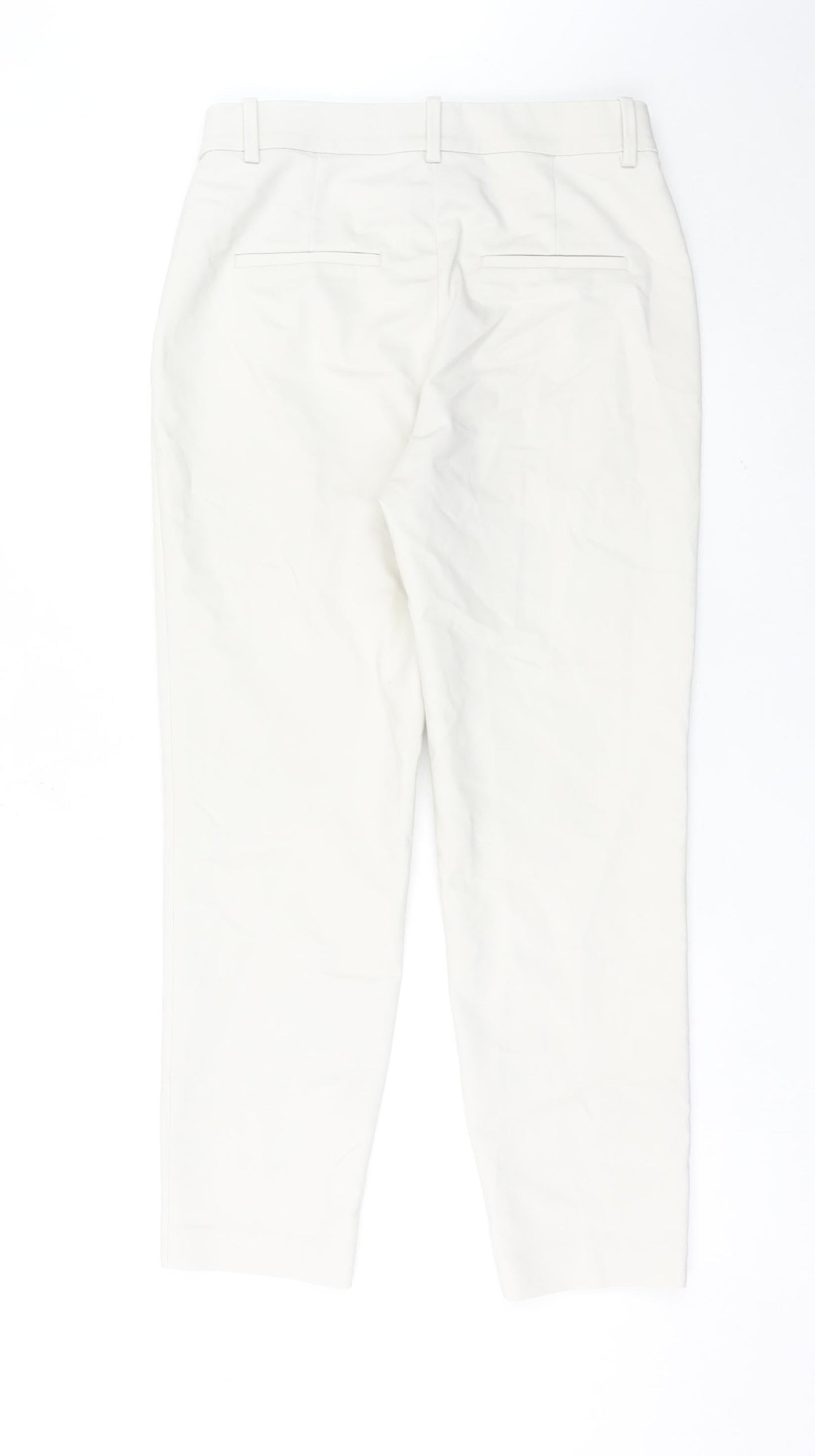 H&M Women Ivory Chino Trousers Size 12 Straight Leg Workwear