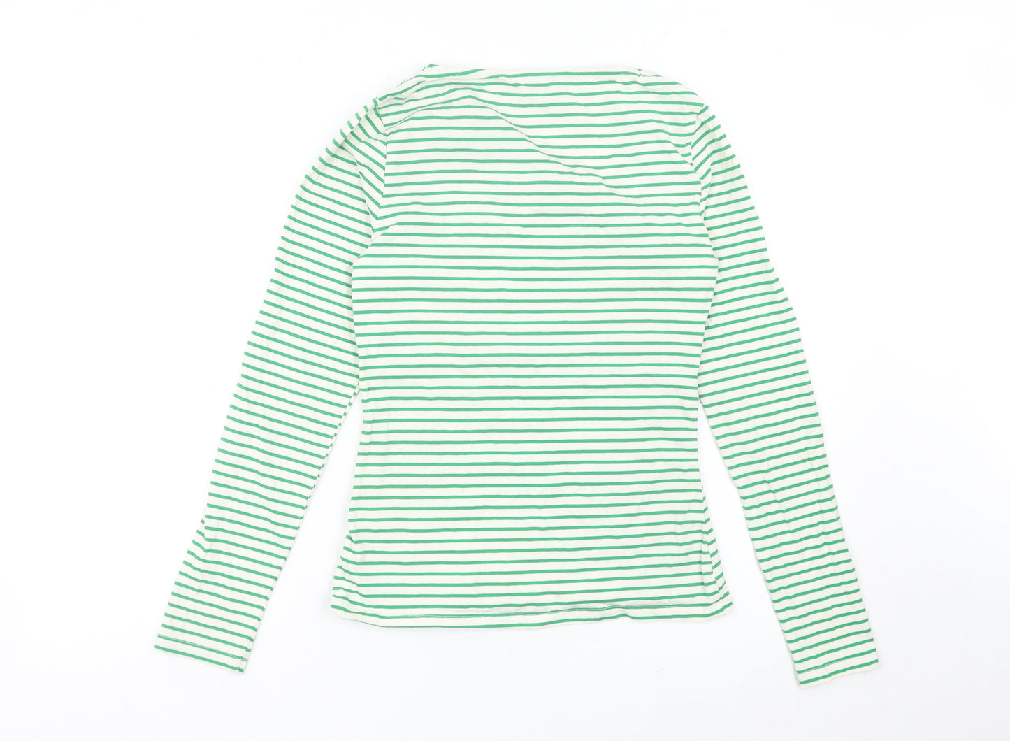 Warehouse Womens Green Striped Long Sleeve V-Neck T-Shirt Size S