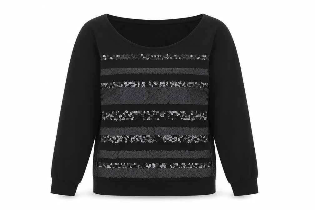 Next Women’s Black Sequin Long Sleeve Pullover Sweatshirt Size 6
