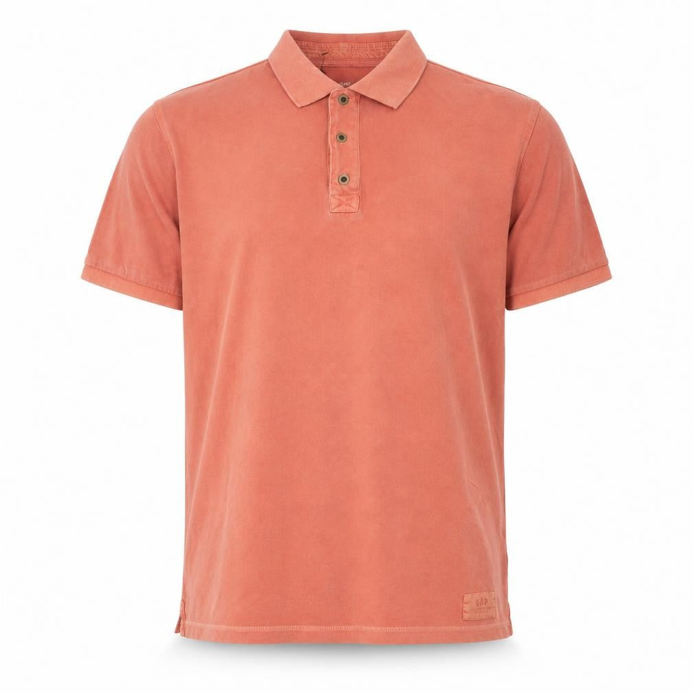Gap Men's Red Cotton Polo Shirt Size L Regular Fit Short Sleeve
