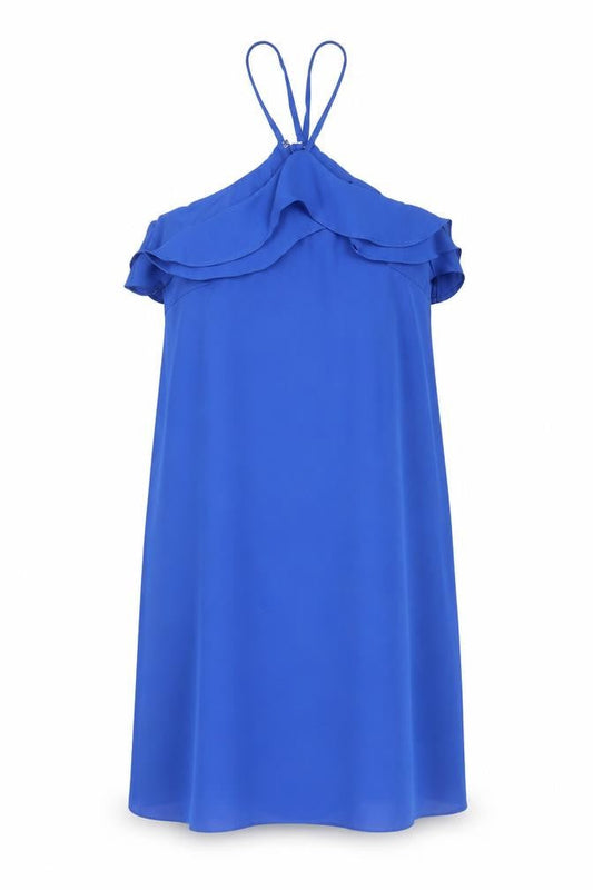 Miss Selfridge Women’s Blue Size 8 Halter Slip Dress Ruffle Detail