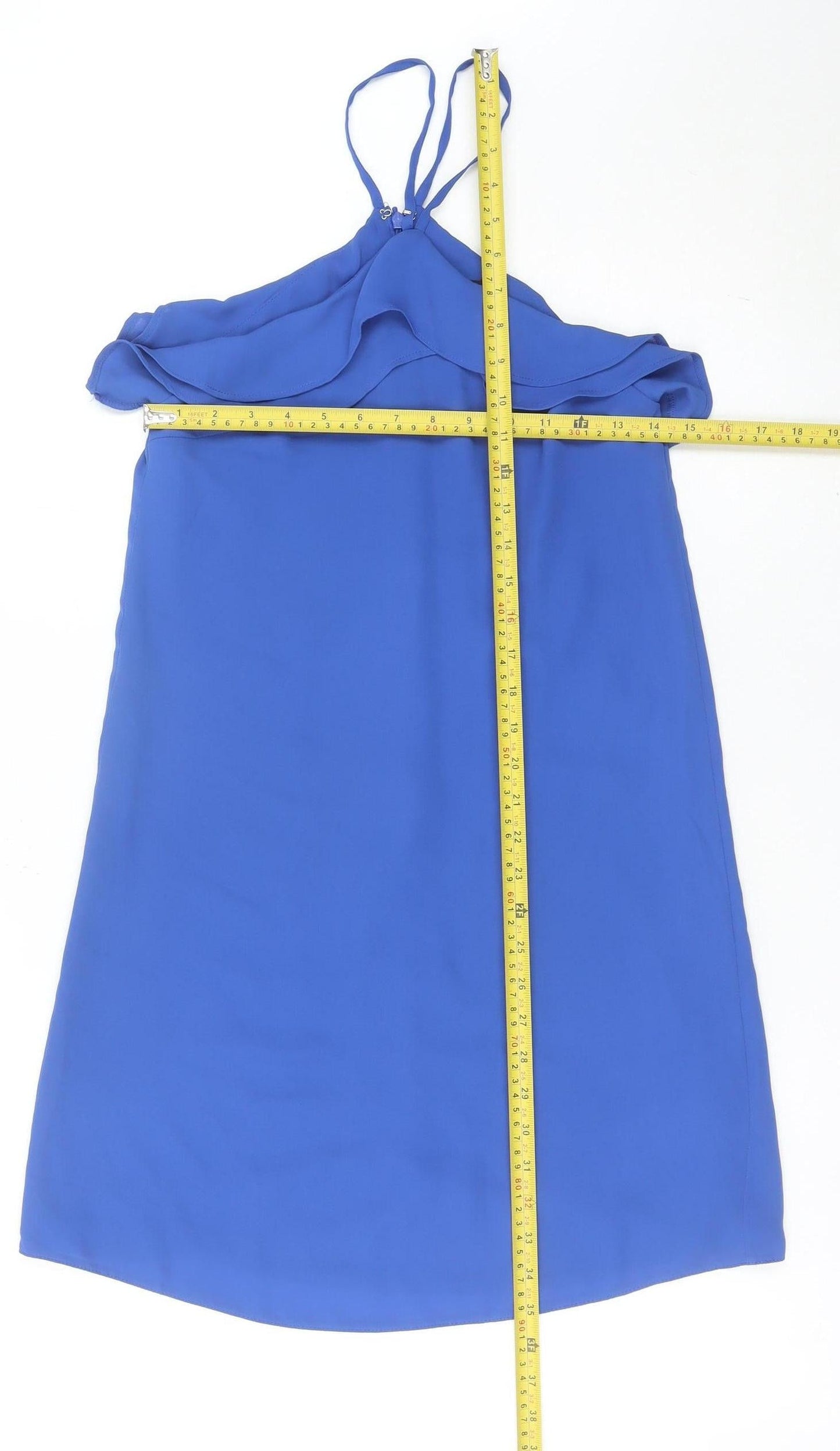 Miss Selfridge Women’s Blue Size 8 Halter Slip Dress Ruffle Detail