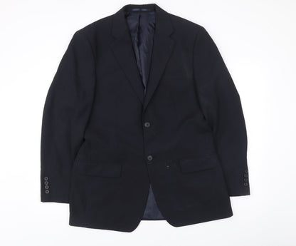 Next Men’s Black Wool Suit Jacket 40R Regular Fit Two Button