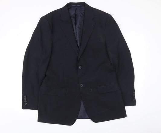 Next Men’s Black Wool Suit Jacket 40R Regular Fit Two Button