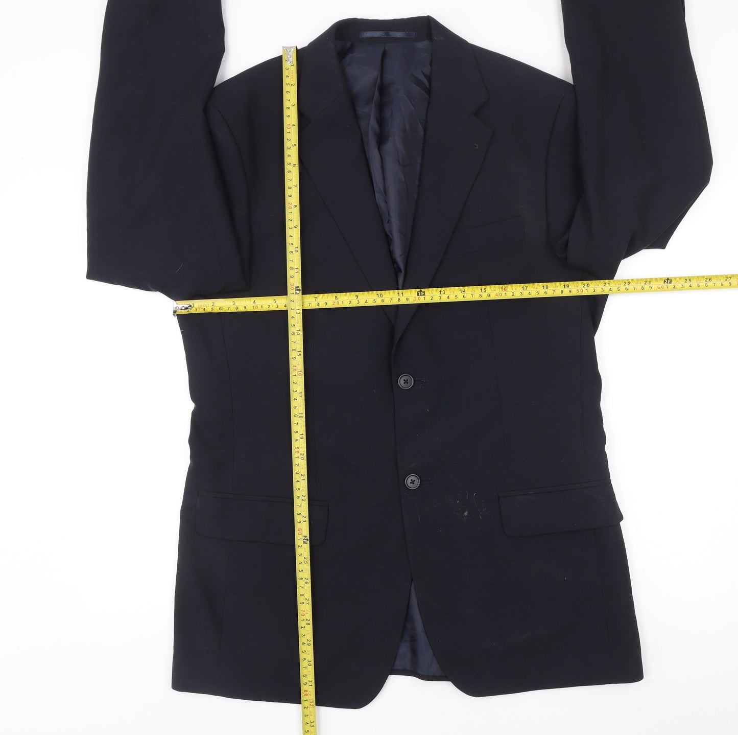 Next Men’s Black Wool Suit Jacket 40R Regular Fit Two Button