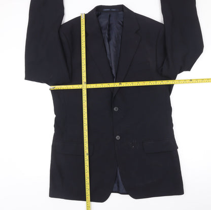 Next Men’s Black Wool Suit Jacket 40R Regular Fit Two Button