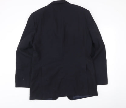 Next Men’s Black Wool Suit Jacket 40R Regular Fit Two Button