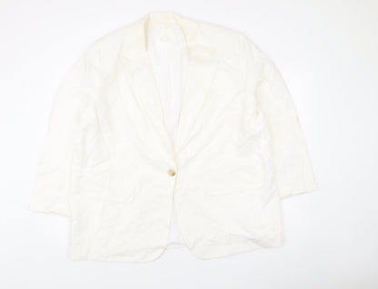 H&M Women’s Ivory Linen Blend Blazer Jacket XL Regular Fit