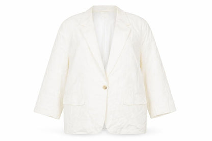 H&M Women’s Ivory Linen Blend Blazer Jacket XL Regular Fit