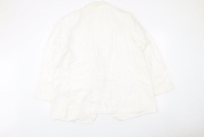 H&M Women’s Ivory Linen Blend Blazer Jacket XL Regular Fit