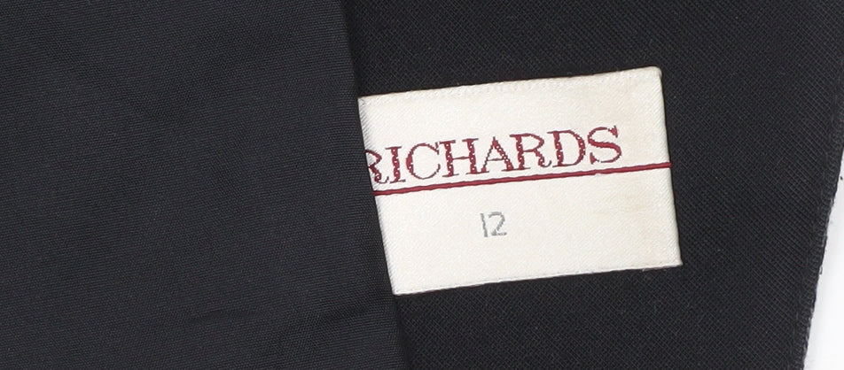Richards Womens Black Floral Jacquard Double-Breasted Blazer Size 12