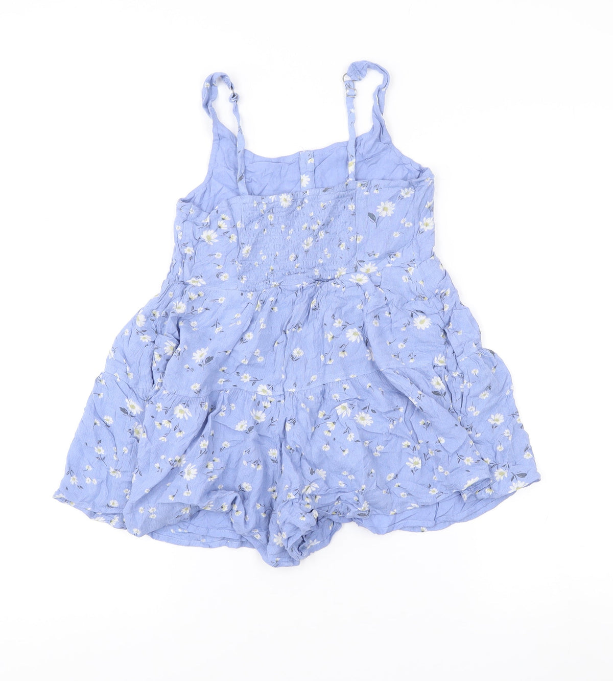 Abercrombie & Fitch Kids Girls Blue Floral Playsuit Size 9-10 Years Summer Casual