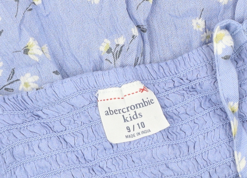 Abercrombie & Fitch Kids Girls Blue Floral Playsuit Size 9-10 Years Summer Casual