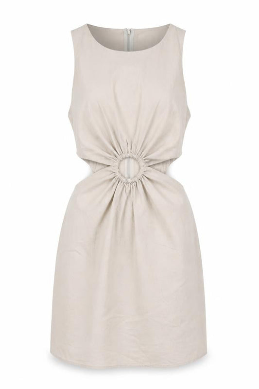 Zara Women Beige XS A-Line Sleeveless Cut Out Mini Dress