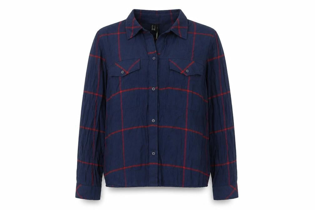 Mango Women’s Blue Checked Button-Up Shirt Size M Viscose Casual