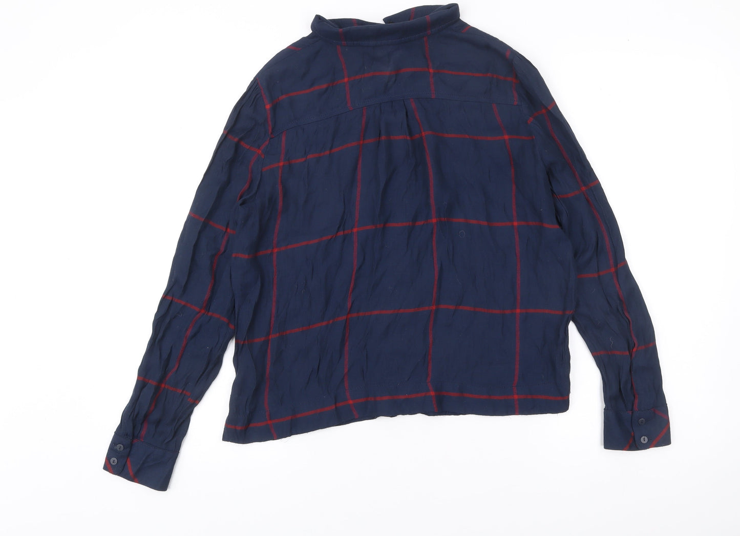 Mango Women’s Blue Checked Button-Up Shirt Size M Viscose Casual