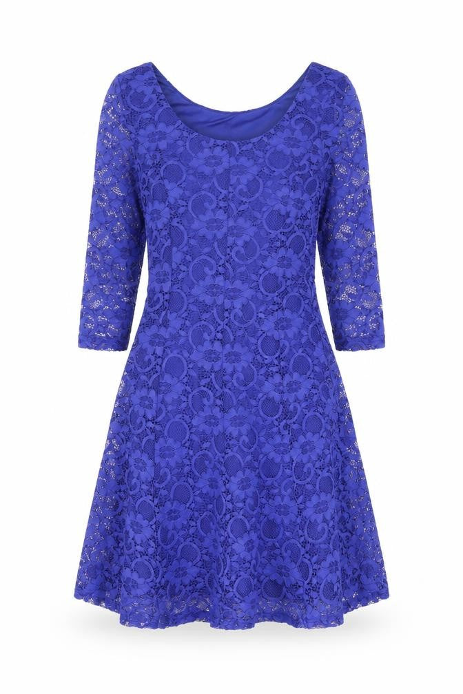 New Look Women’s Blue Lace A-Line Party Dress Size 10