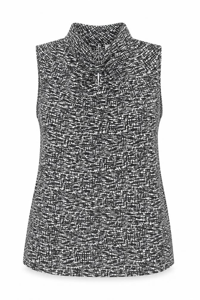 Edina Ronay Womens Black White Geometric Sleeveless Blouse Size 16