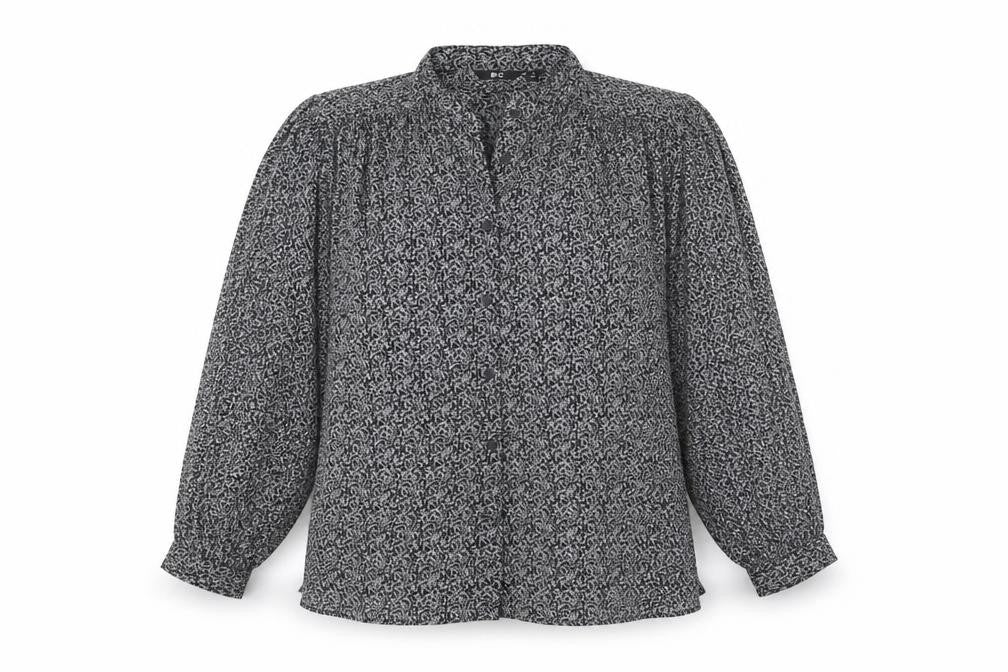 Uniqlo Women’s Black Floral Tunic Blouse Size M Long Sleeve Chiffon