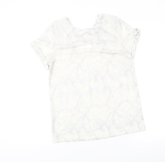 Klass Women’s Ivory Short Sleeve Scoop Neck Bow Blouse M