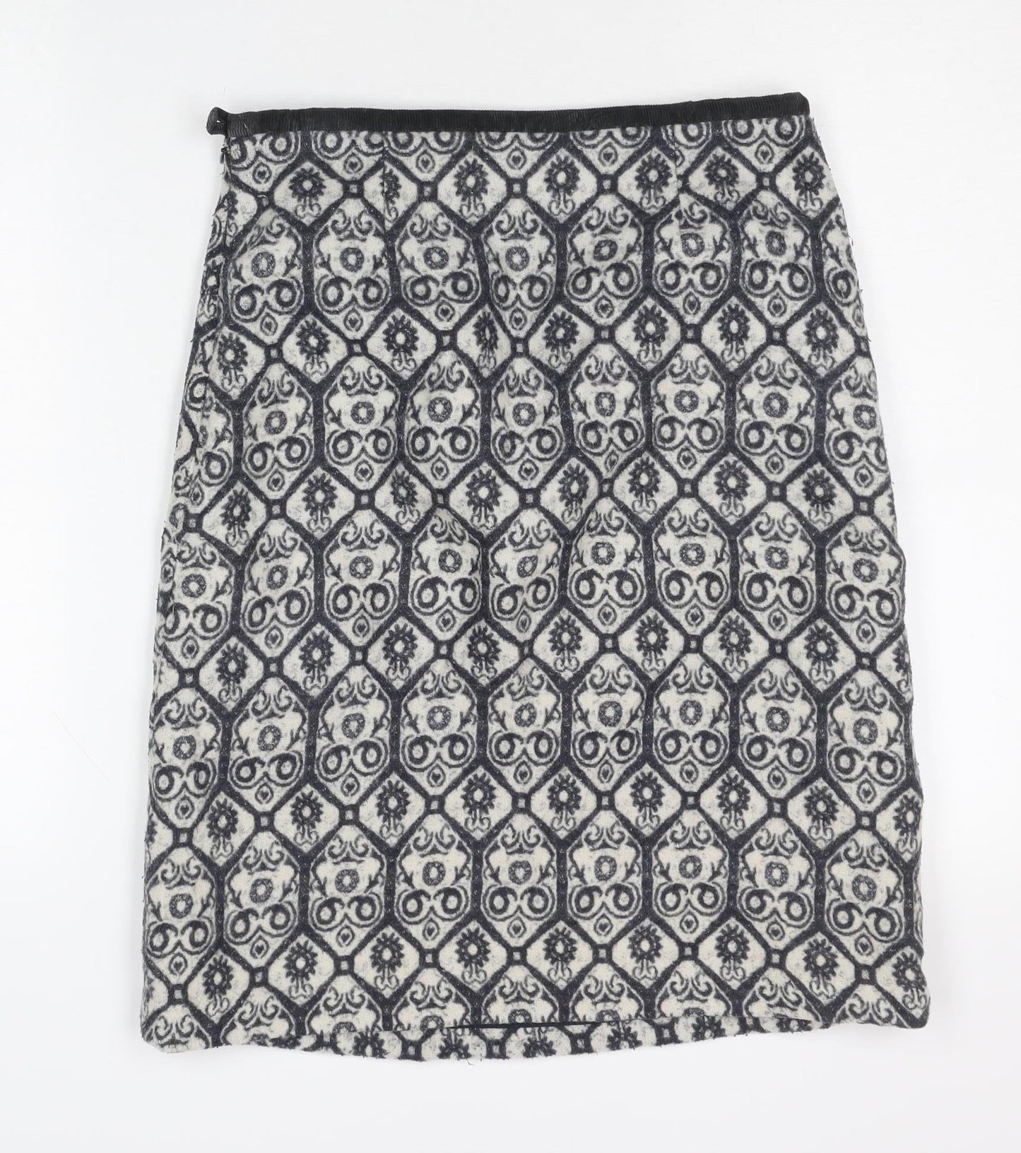 Laura Ashley Women’s Black Geometric Wool Mix Pencil Skirt UK 8