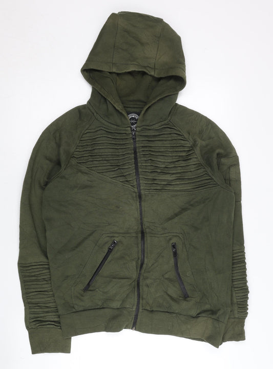 Genetic Apparel Men’s Green Full Zip Hoodie L Quilted Zip Pockets