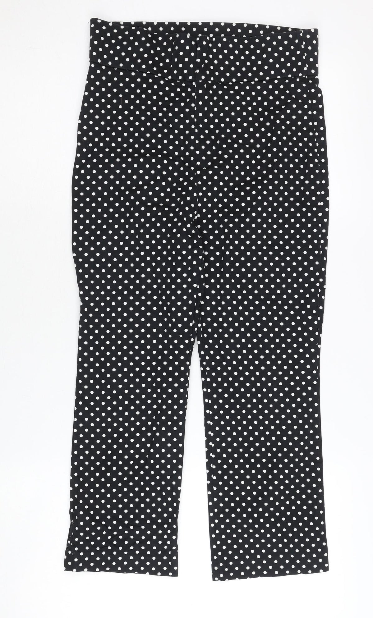 Zara Womens Black White Polka Dot Slim High Rise Trousers Size 12