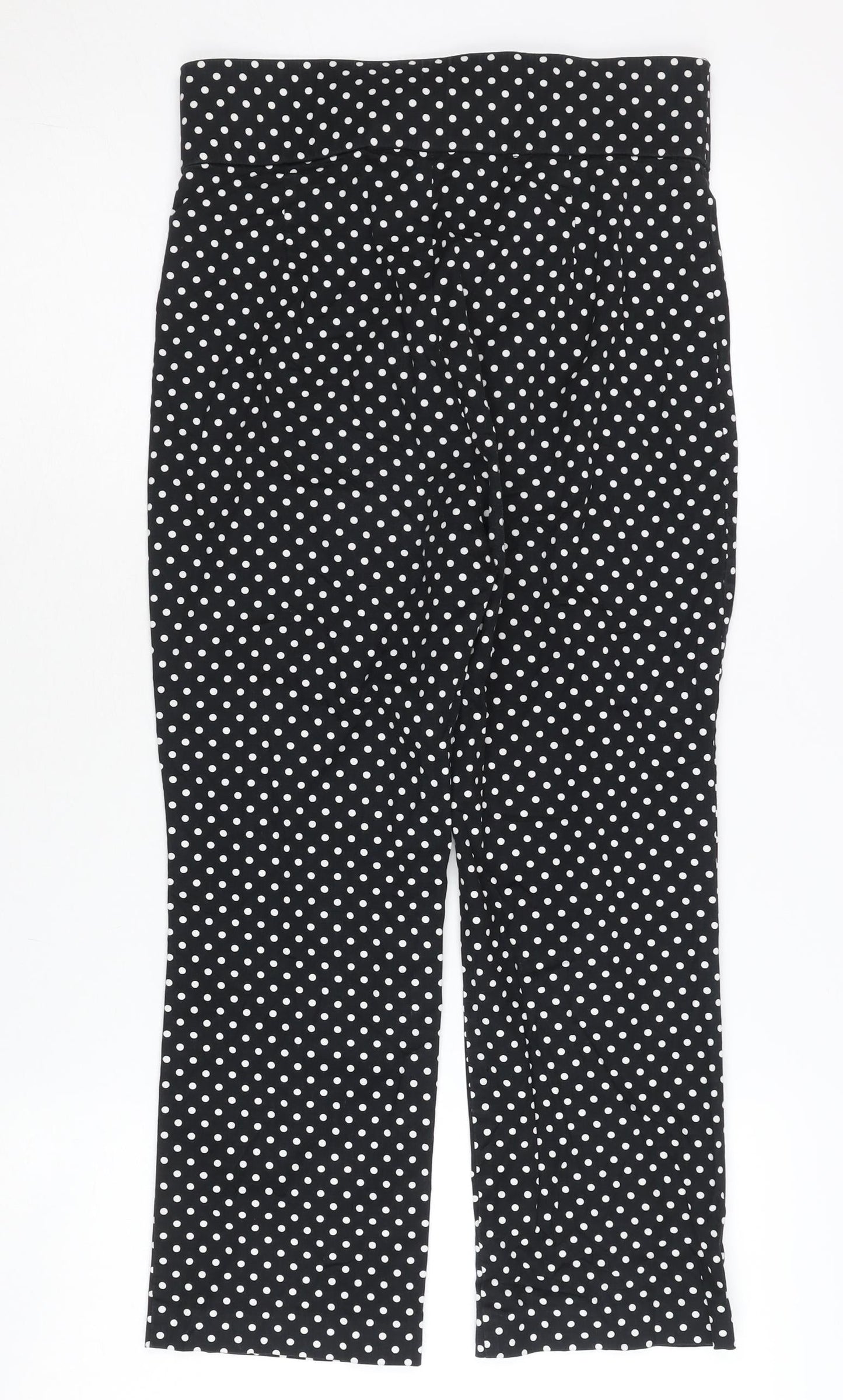 Zara Womens Black White Polka Dot Slim High Rise Trousers Size 12