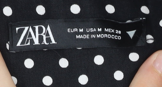 Zara Womens Black White Polka Dot Slim High Rise Trousers Size 12