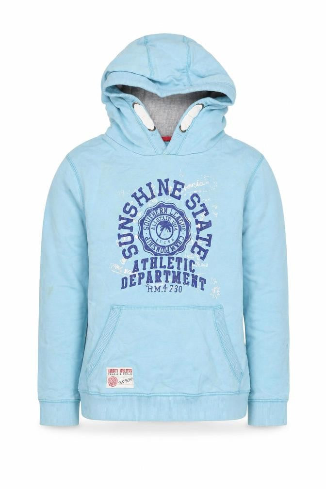 TU Boys Blue Pullover Hoodie 10 Years Graphic Athletic Sweatshirt