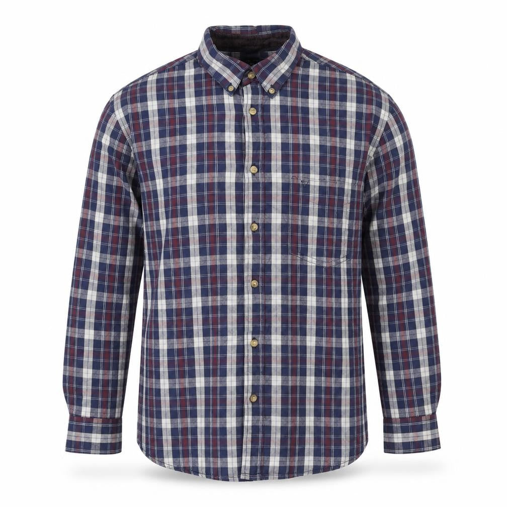 James Pringle Mens Blue Checked L Regular Fit Cotton Button-Up Shirt