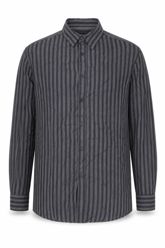 Marks & Spencer Men’s Grey Striped XL Long Sleeve Button-Up Shirt