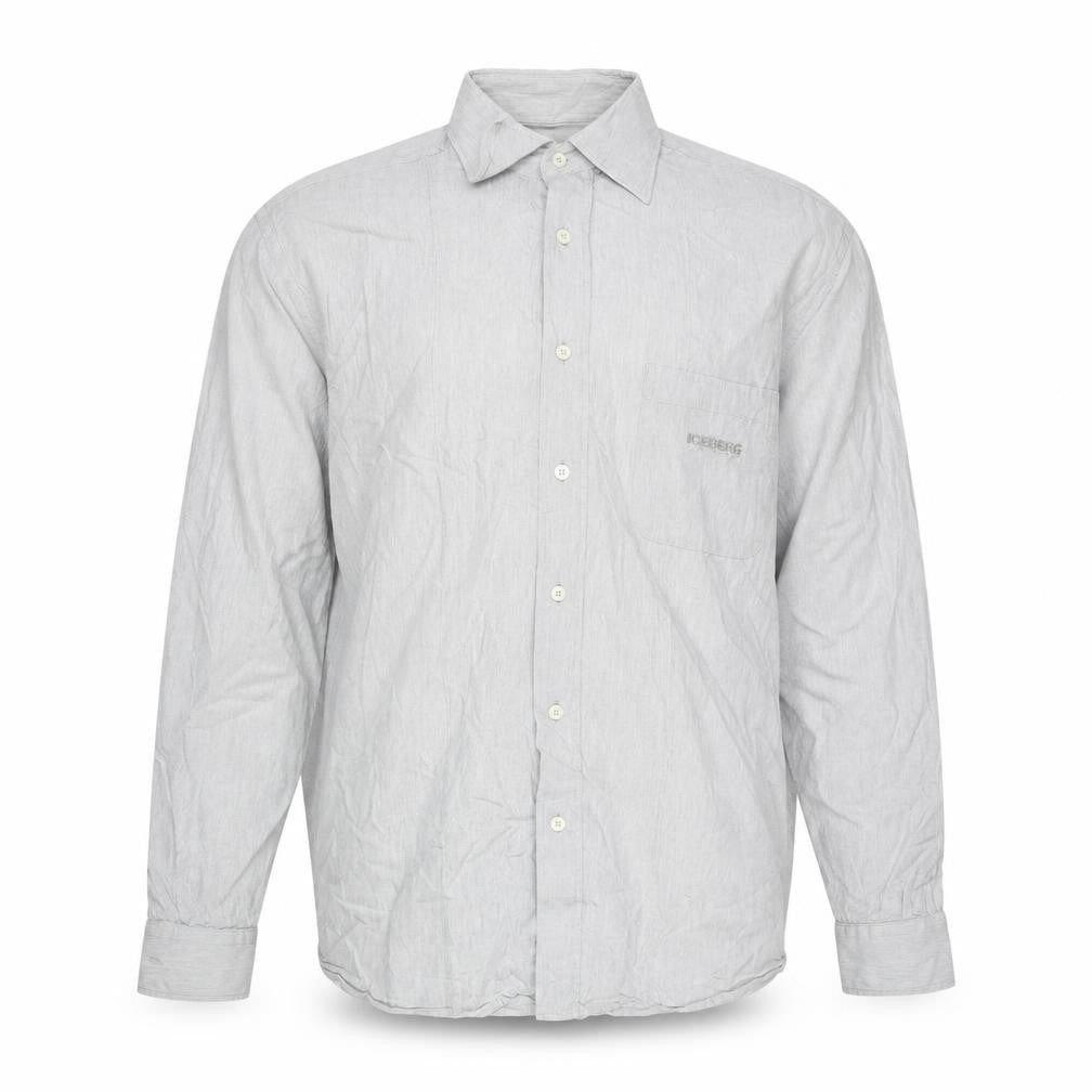 Iceberg Jeans Men’s Grey Cotton Long Sleeve Button-Up Shirt L