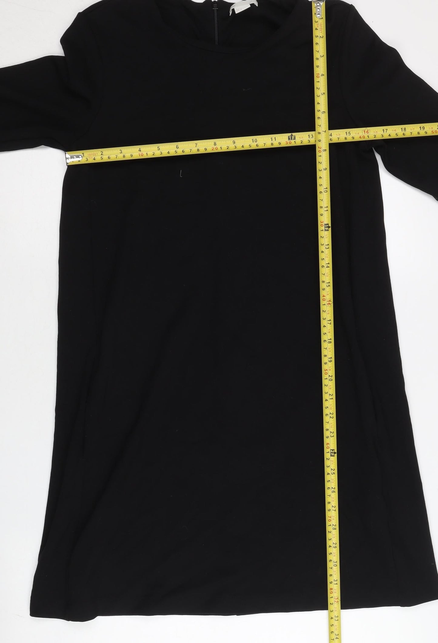 H&M Women’s Black Shift Dress Size 8 Short Sleeve Round Neck