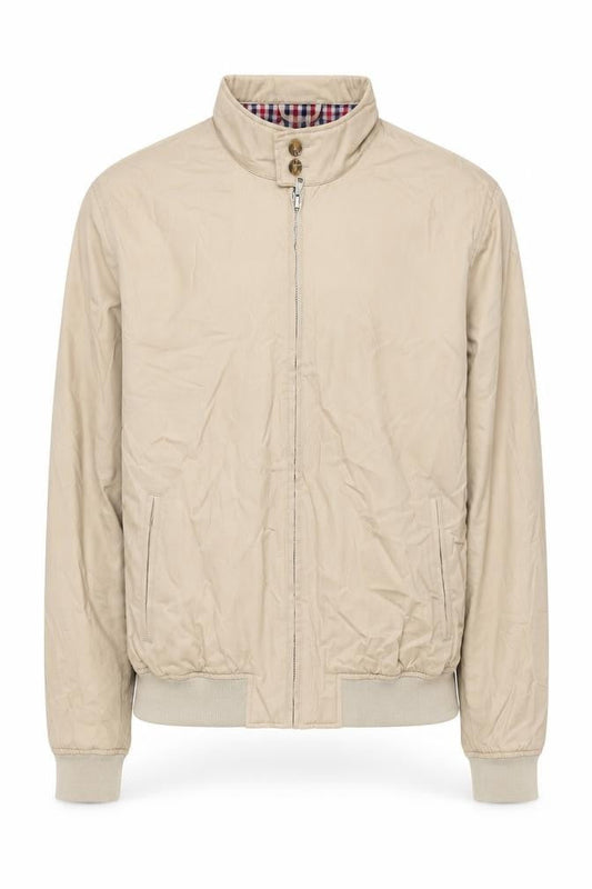 Topman Men's Beige XL Bomber Jacket Cotton Casual Zip Stand Collar