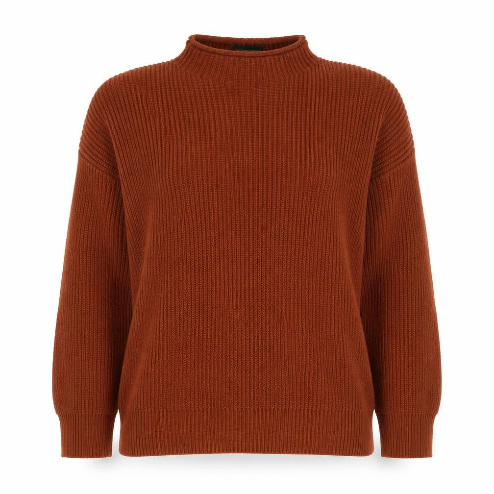 Topshop Women Brown Size 8 Mock Neck Chunky Knit Pullover Jumper
